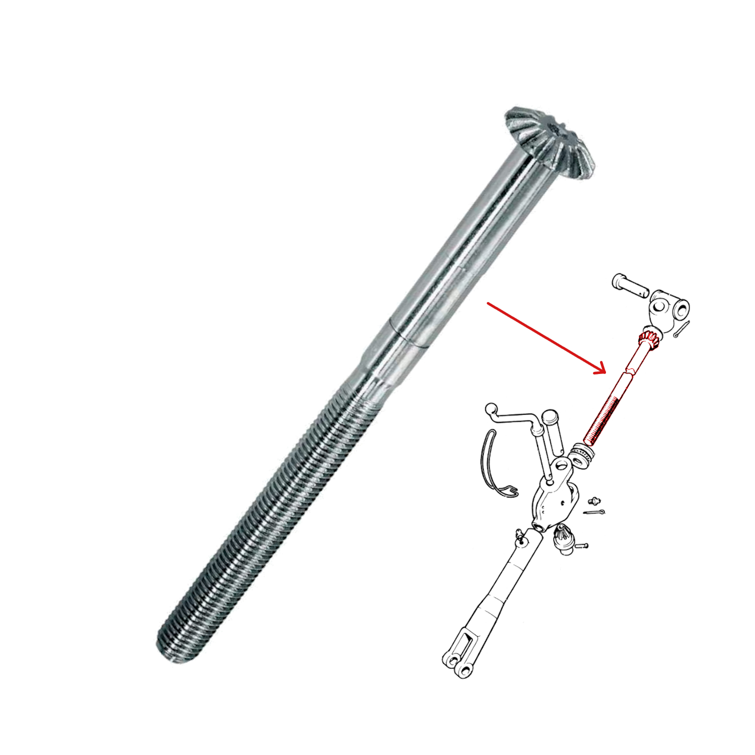 Welle für Hubspindel 257mm MF35 133 135 152