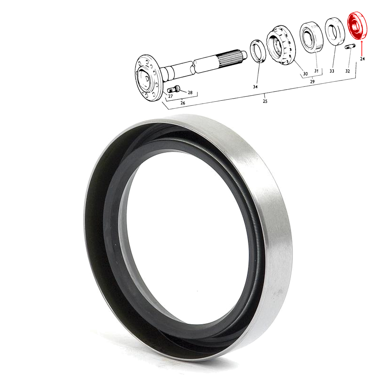 Wellendichtring Hinterachse  innen MF35 35X 135 -195678M2