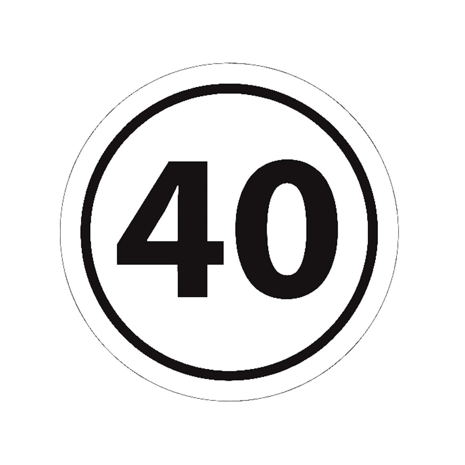 Aufkleber Kilometerschild 40 km/h 15cm