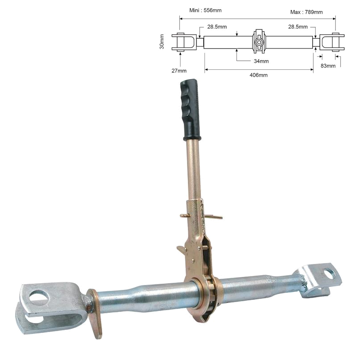 Spannstrebe Gabel mit Ratsche 555mm - 789mm