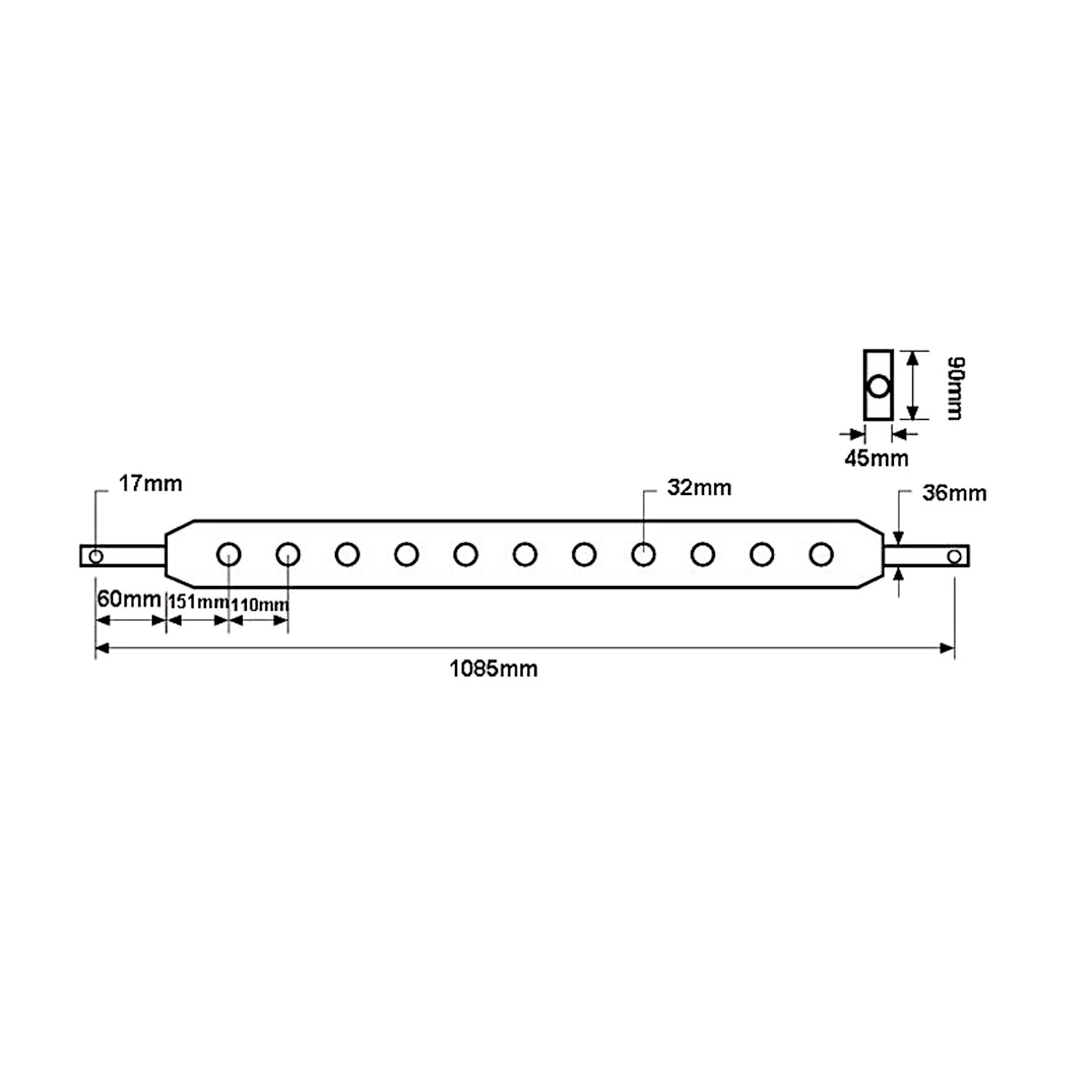 Ackerschiene Kat 3 1085mm 7 Löcher