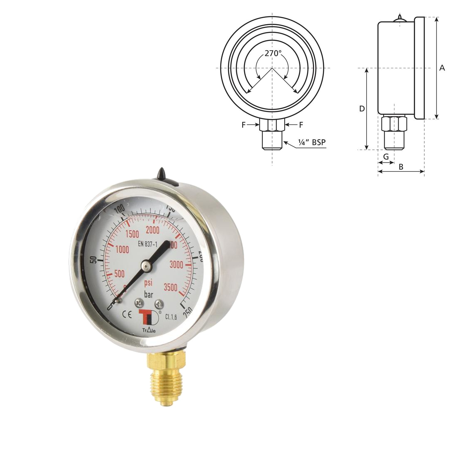Manometer Ø63mm (0-250 bar)
