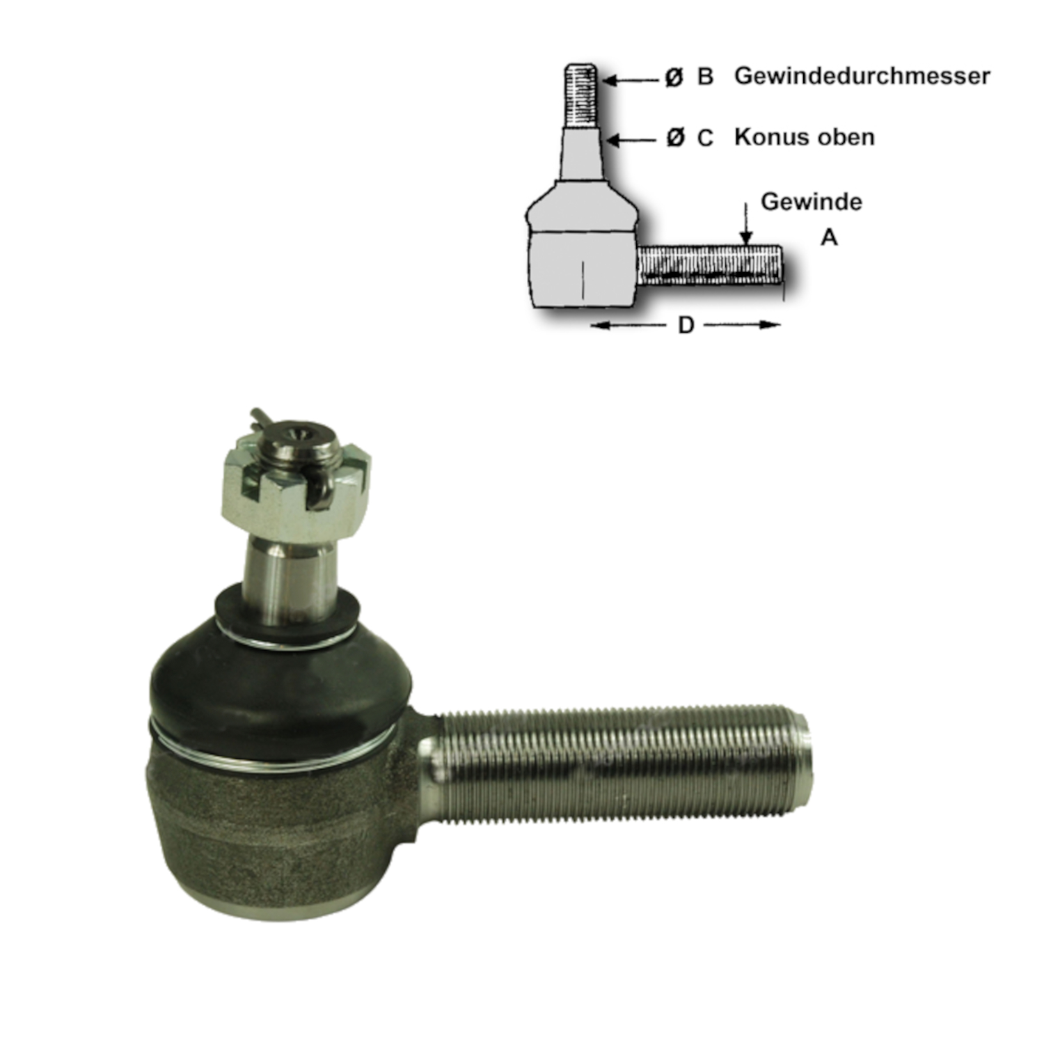 Spurstangenkopf A M22x1,5   16x18x100mm