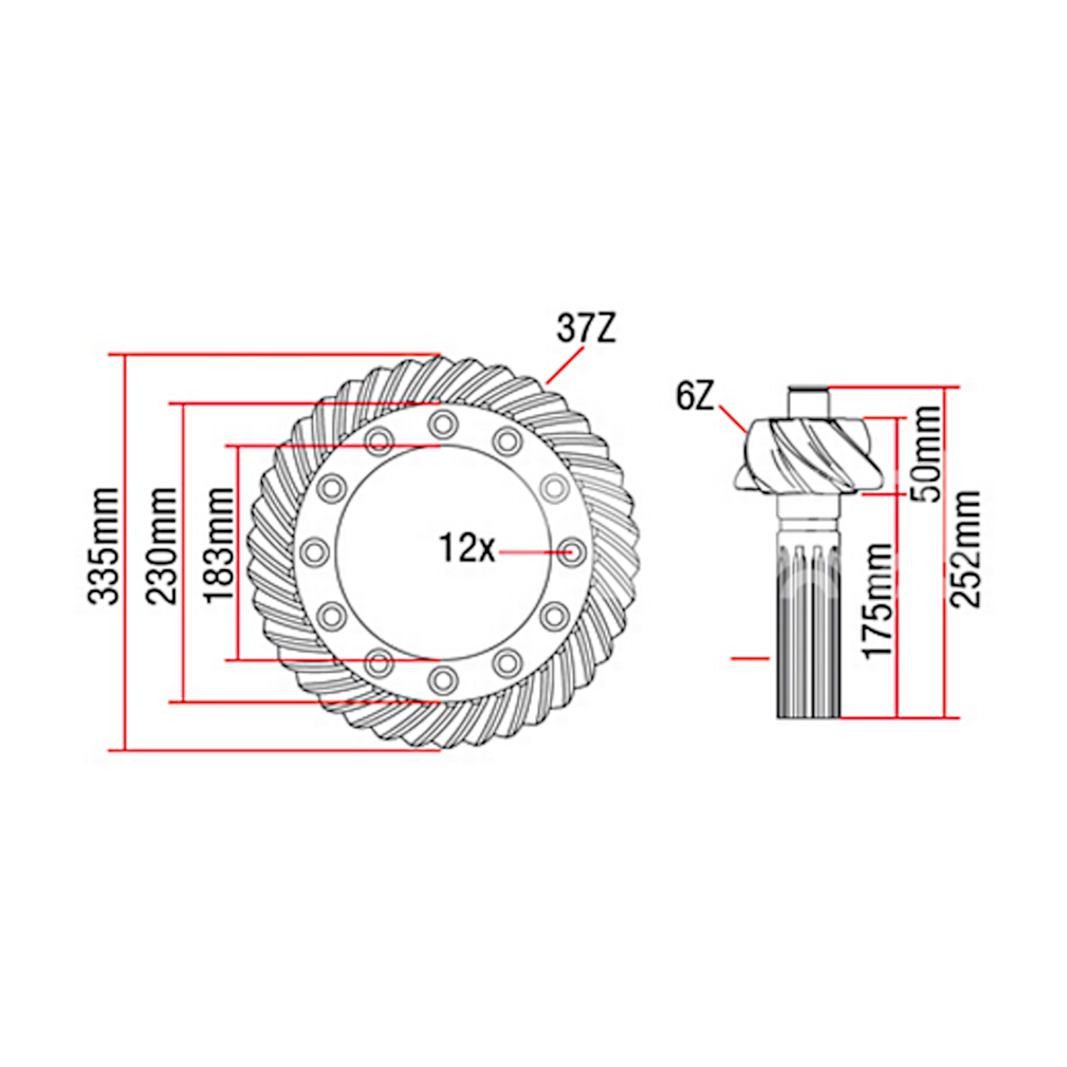 Teller- und Kegelradsatz MF133 135 FE 35